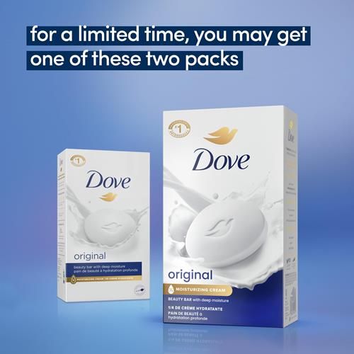 Dove Beauty Bar Soap Original, For Soft, Smooth Skin, With 1/4 Moisturizing Cream 2.6 Oz