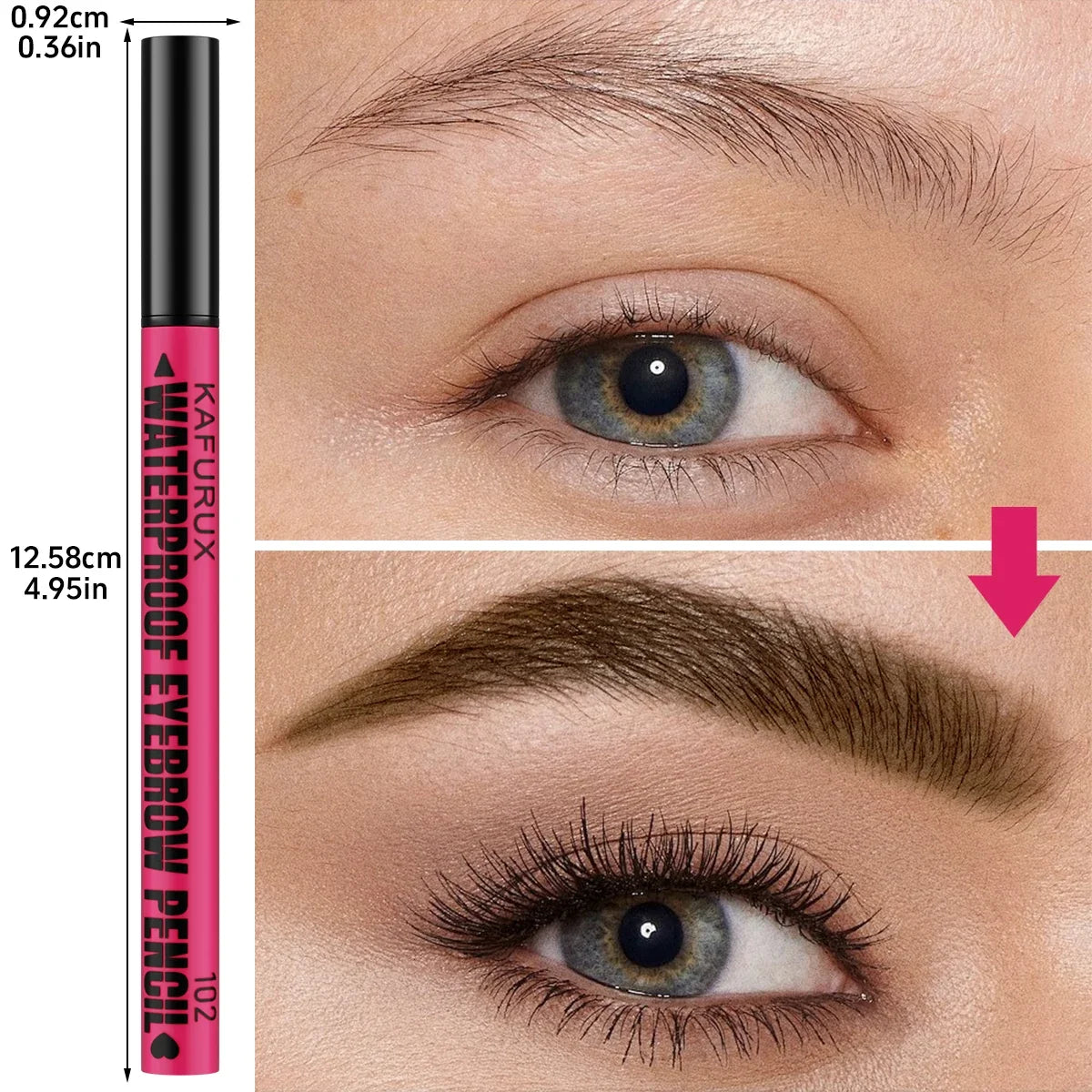 3-color Waterproof eyebrow pen, microblading eyebrow pencil with 4 split head, natural looking brows eye makeup cosmetics gifts