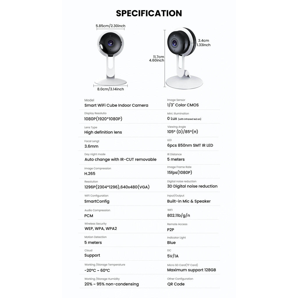 3MP Wireless Smart AI Home Security Camera – Two-Way Audio, Motion Detection, Night Vision